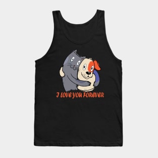 Cat and dog love each other Tank Top